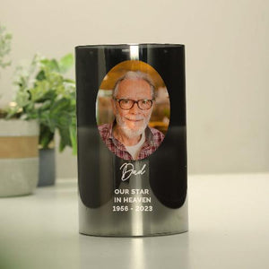 photo upload candle, candle photo transfer, personalised candle with picture, personal picture candles, gifts using photos, photo candle, memorial gifts, memorial custom photo, memorial photo