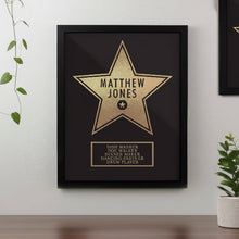 Load image into Gallery viewer, personalised star award black poster frame gift