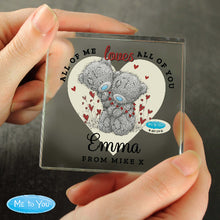 Load image into Gallery viewer, Personalised Me to You Love Heart Crystal Token with engraved message.