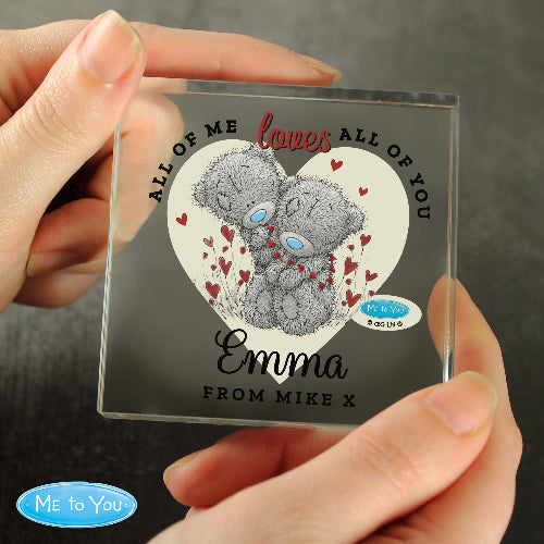 Personalised Me to You Love Heart Crystal Token with engraved message.