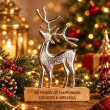Load image into Gallery viewer, Personalised metal stag Christmas ornament