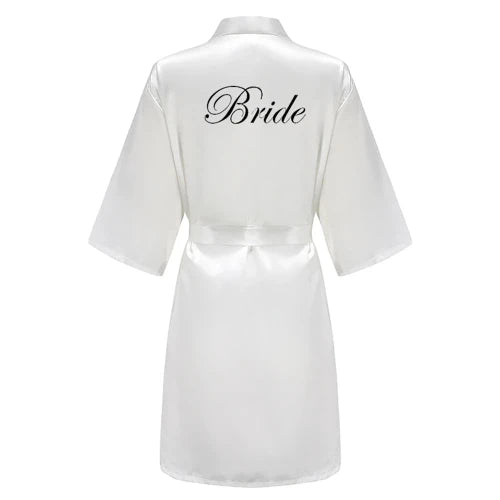 Personalized satin wedding robes with bride and bridesmaid names