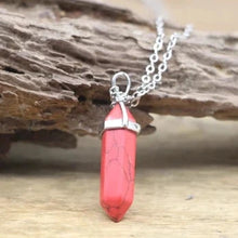 Load image into Gallery viewer, natural-stone-bullet-necklaces-pink-crystal-quartz-bullet-pendants-hexagonal-column-quartz-necklaces-pendants-natural-stone-bullet-pink-crystal-pendant-necklace-bullet-point-crystal