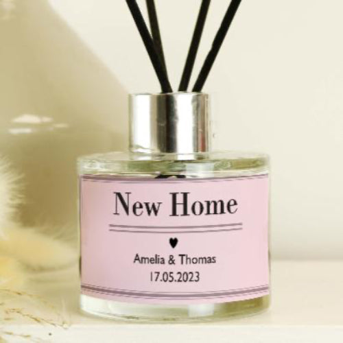 Scented reed diffuser with pink bottle – personalised home fragrance gift