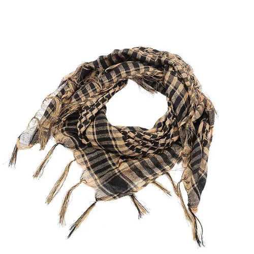Army plaid head scarf for outdoor use