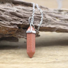 Load image into Gallery viewer, natural-stone-bullet-necklaces-pink-crystal-quartz-bullet-pendants-hexagonal-column-quartz-necklaces-pendants-natural-stone-bullet-pink-crystal-pendant-necklace-bullet-point-crystal