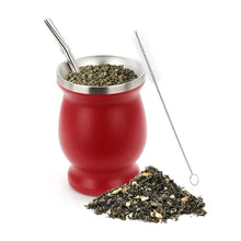 Load image into Gallery viewer, Stainless steel yerba mate cup with bombilla straw and brush