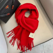 Load image into Gallery viewer, Red scarf with a tag luxury wool scarf 