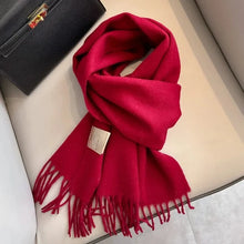 Load image into Gallery viewer, Red scarf with a tag pure wool scarf for freezing temperatures
