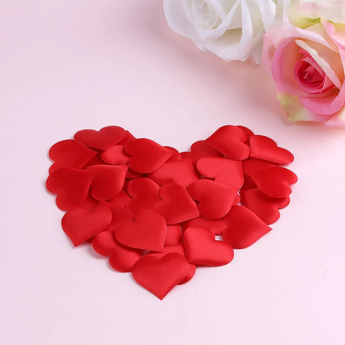 Romantic fabric heart confetti in red and pink shades