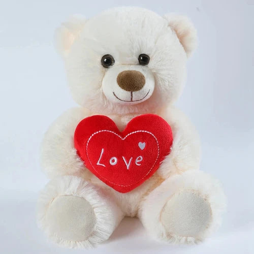 Romantic plush teddy and puppy toy set with heart decoration