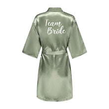 Load image into Gallery viewer, Satin robe with &#39;Team Bride&#39; text Bridal party robes in soft satin fabric with letter embroidery