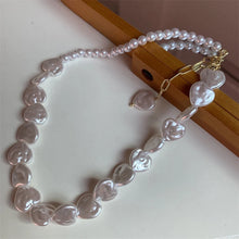 Load image into Gallery viewer, Irregular Pearl Multi-layer Heart Pendant Choker Necklace For Girls