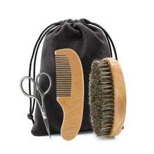 Load image into Gallery viewer, Beard brush and comb set for mustache and beard care