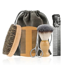 Load image into Gallery viewer, Wooden beard brush kit with gift bag for men