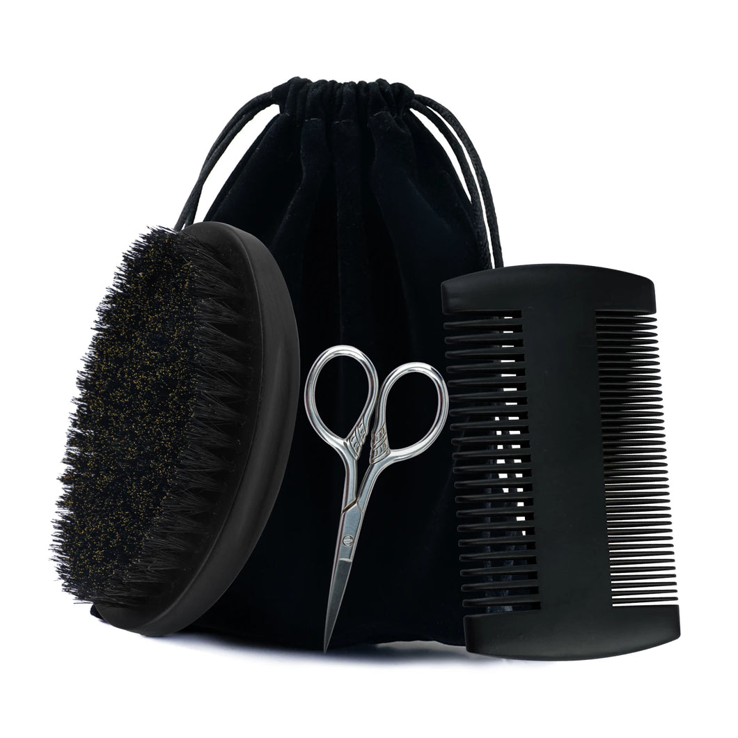 Shaving brush and wooden comb kit