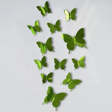 Load image into Gallery viewer, Shiny 3D butterfly wall decals creating a romantic aesthetic look