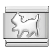 Load image into Gallery viewer, Silver charm with a dog design Italian charm bracelet initials set
