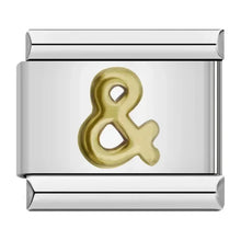 Load image into Gallery viewer, Silver charm with a gold ampersand letter charm links for women’s jewellery