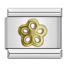 Load image into Gallery viewer, Silver charm with a gold flower-like jewellery charms for DIY bracelets