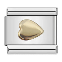 Load image into Gallery viewer, Silver charm with a gold heart Italian charm links gift set