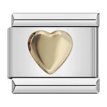 Load image into Gallery viewer, Silver charm with a gold heart stainless steel alphabet charm for bracelet making