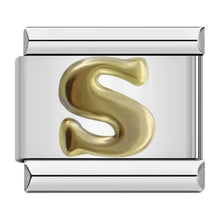 Load image into Gallery viewer, Silver charm with a gold letter 'S'Italian charm for women