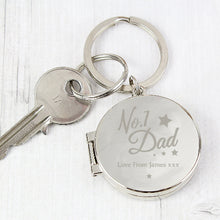 Load image into Gallery viewer, Custom engraved keyring with photo insert gift idea for dad