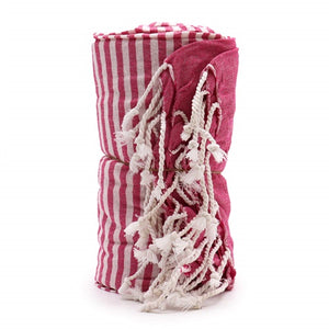 Striped cotton pareo towel for beach or poolside