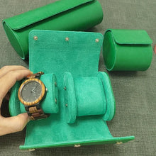 Load image into Gallery viewer, Handmade leather watch roll with soft interior lining