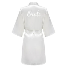Load image into Gallery viewer,  Short satin robes for wedding morning preparation photoshoot