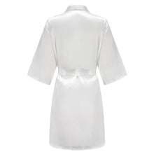 Load image into Gallery viewer, Elegant white satin robe for bride with stylish lettering detail