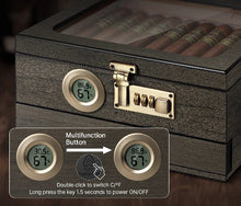 Load image into Gallery viewer, Wooden desktop cigar storage box with humidifier and divider
