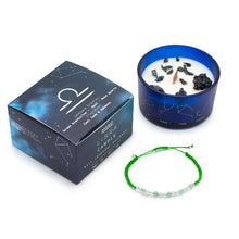 Load image into Gallery viewer, Star sign crystal candle with gemstone bracelet combo