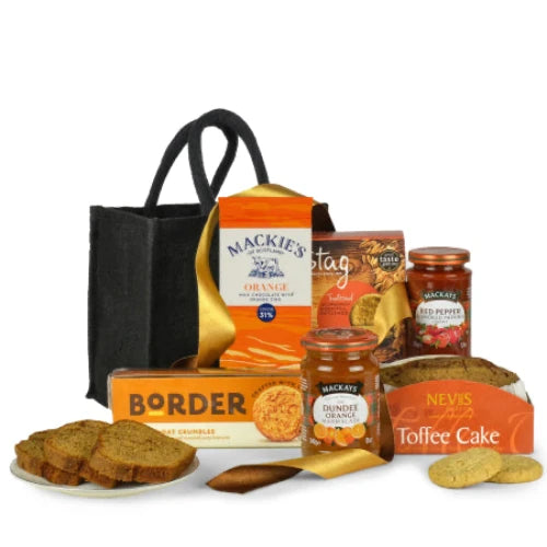 Luxury A Touch of Scotland sweet hamper gift box with toffee cake and marmalade.