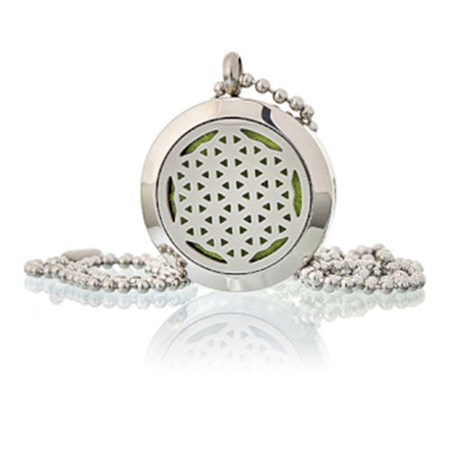 Silver oil diffuser pendant necklace with locket design