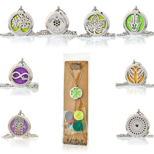Essential oil diffuser jewelry with 10 reusable pads