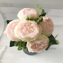 Load image into Gallery viewer, artificial pink rose peony flowers bouquet-artificial-flowers-beautiful-rose-peony-artificial-silk-flowers-small-bouquet-home-party-spring-wedding-decoration-fake-flower