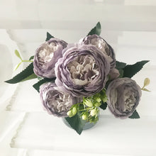 Load image into Gallery viewer, artificial pink rose peony flowers bouquet-artificial-flowers-beautiful-rose-peony-artificial-silk-flowers-small-bouquet-home-party-spring-wedding-decoration-fake-flower