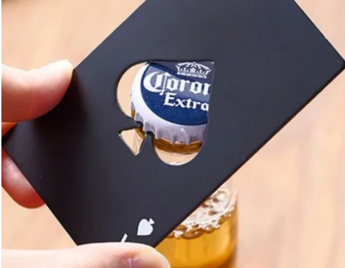 Unique wedding guest favor bottle opener in card design