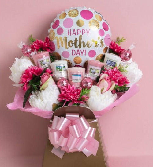 the yankee candle and balloon bouquet-flower and chocolate bouquet-gin and chocolate bouquet-pink chocolate bouquet-chocolate bouquet box-gin and yankee candle hamper-yankee candle and prosecco chocolate bouquet-pink yankee candle and prosecco chocolate bouquet-yankee candle prosecco and lindor chocolate bouquet-yankee candle gift ideas- mothers day gifts