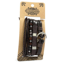 Load image into Gallery viewer, Fashionable men’s bracelets with metal and leather mix