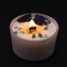 Load image into Gallery viewer, Chakra Crystal Candles, gemstones candles, soy wax, fragrance, meditation, relaxation, balance, gemstones, talisman, benefits, healing, gemstone candle, candle with jewellery, candle with surprise