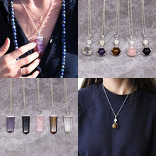 Load image into Gallery viewer, natural-stone-bullet-necklaces-pink-crystal-quartz-bullet-pendants-hexagonal-column-quartz-necklaces-pendants-natural-stone-bullet-pink-crystal-pendant-necklace-bullet-point-crystal-healing hand pendant