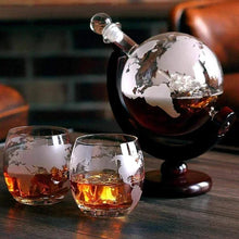 Load image into Gallery viewer, Hand-blown globe decanter for whiskey or spirits