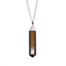 Load image into Gallery viewer, natural-stone-bullet-necklaces-pink-crystal-quartz-bullet-pendants-hexagonal-column-quartz-necklaces-pendants-natural-stone-bullet-pink-crystal-pendant-necklace-bullet-point-crystal-healing hand pendant