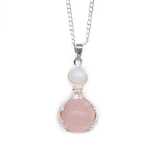 Load image into Gallery viewer, natural-stone-bullet-necklaces-pink-crystal-quartz-bullet-pendants-hexagonal-column-quartz-necklaces-pendants-natural-stone-bullet-pink-crystal-pendant-necklace-bullet-point-crystal-healing hand pendant