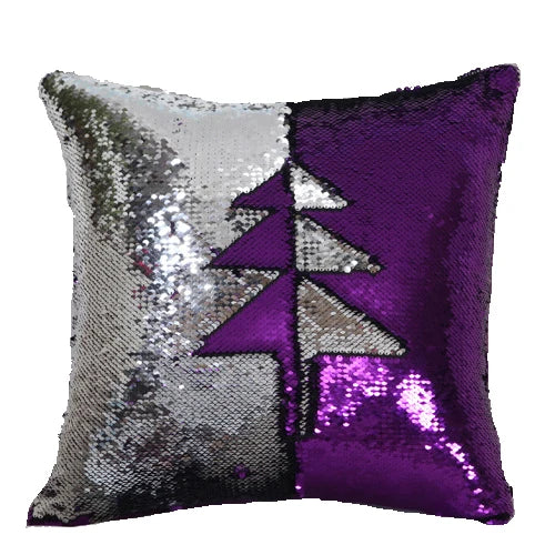 Reversible glitter cushion cover changing color with touch