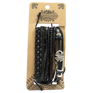 Men's Bracelet Sets ¦ Metal & Leather Bracelet Gift ¦ Super Gift Online