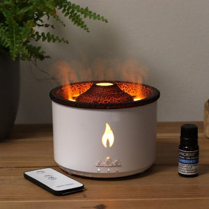 Essential oil ultrasonic humidifier with flame-style mist